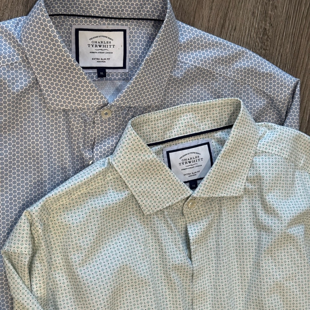 Charles Tyrwhitt Men's Button-Down Shirts in Light Blue and Pale Green